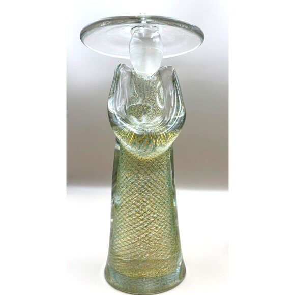 Rare VTG Murano Chinese Couple with Gold Fleck Stripe Standing & Sitting - Picture 7 of 11